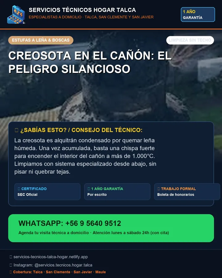 Pieza informativa sobre la creosota en el cañón de la estufa